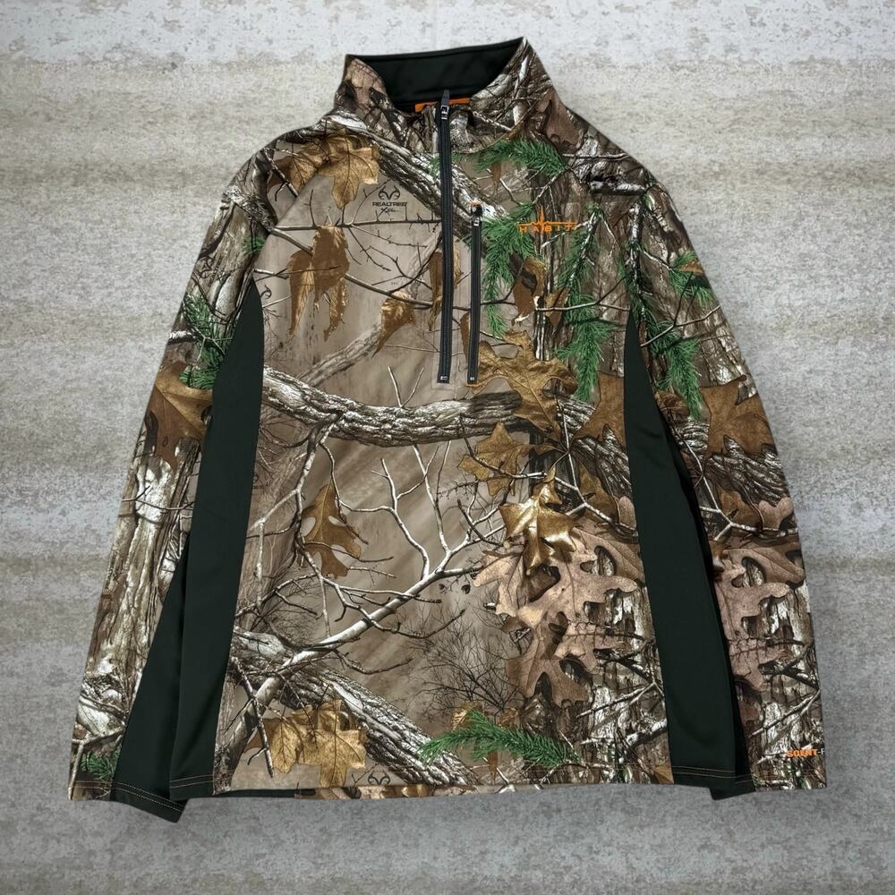 Vintage 90s Realtree Hunting Camo Jacket Mens XL Woodland Half Zip
